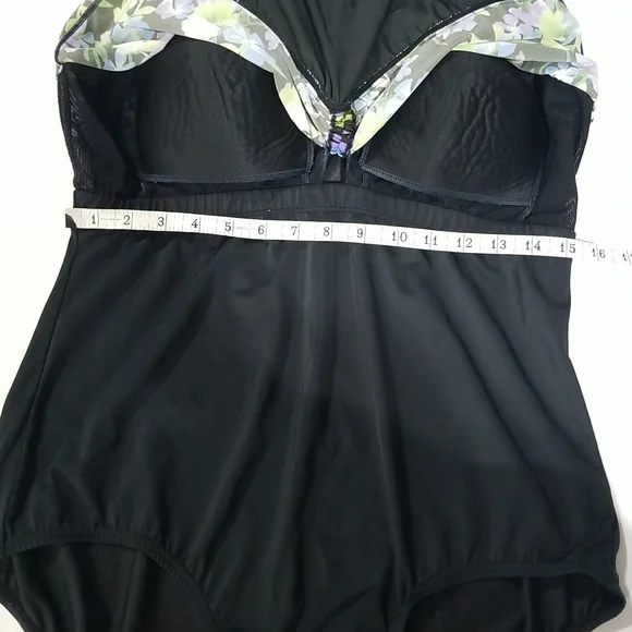 BLAIR Black Blue & Purple Pansie One Piece Dress Swimsuit - Picture 7 of 15